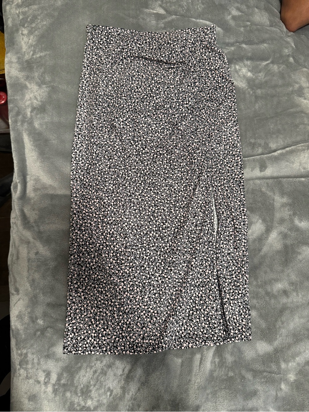 Divided Black and Pink Floral Pencil Skirt